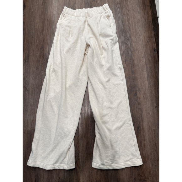 aerie Pants - Aerie Cream Wide Leg Sweatpants Heathered Cotton Blend Fleece Lounge Pants M
